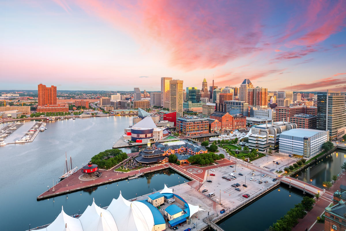 Aerial view of Baltimore, Maryland